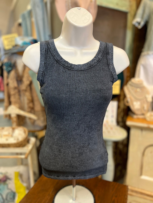 Rib Knit Tank Top in Black, Tan and Mocha