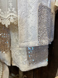 Beige or Black Blouse/Jacket with Lace and Sequin Patches