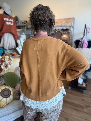 Sepia Lace Trim Thermal Top