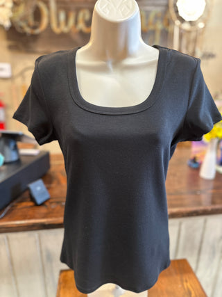 Cream  or Black Rib Knit Tee