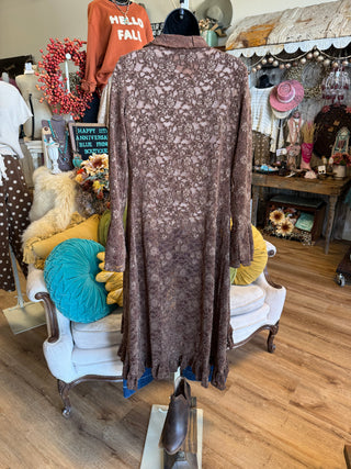 Suede Brown Lace Duster