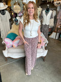 Leopard Terry Knit Pant in Mauve or Teal