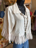 Beige Ruffle Cropped Jacket