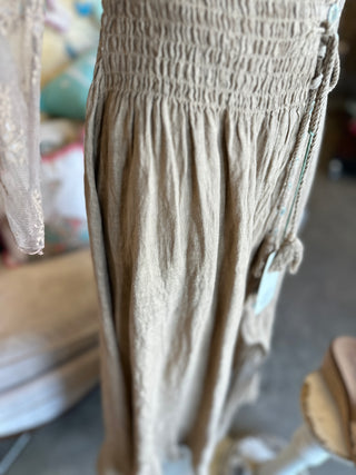 Linen Tie Waist Skirt in Camel, Olive or Brown