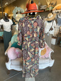 Brown Mixed Floral Midi Dress