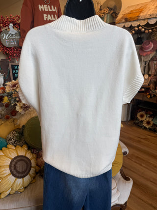 Pumpkin Embroidery Sweater Vest