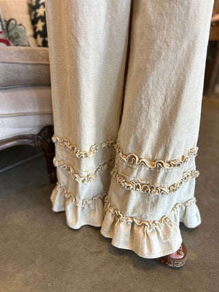 Natural Ruffle Hem Pant