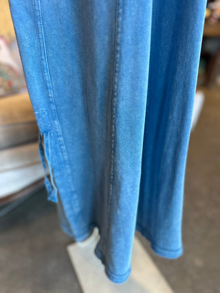 Washed Terry Jumpsuit in Denim Color