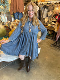 Chambray Denim Tiered Dress