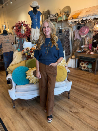 Mocha Floral Print Pant