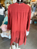 Tobacco or Terracotta  Linen Tiered Dress
