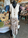 Cream or Brown Floral Knit Vest