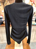 Slinky Rib V Neck Bodysuit in Black or Ivory