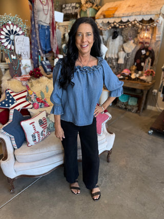 Off The Shoulder Denim Blouse