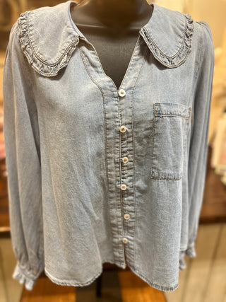 Collared Denim Blouse