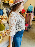 Cream Daisy Crochet Shrug