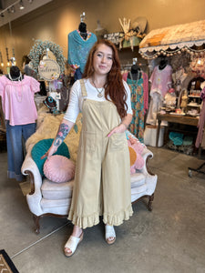 Latte Daisy Patch Overalls