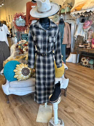 Black and Tan Plaid Long Jacket