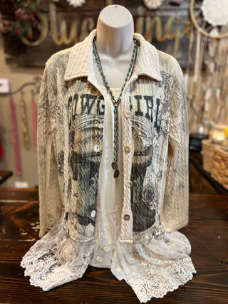 Lace Layer Shirt Extender in Beige or Black