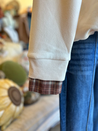 Pumpkin Patchwork Terry Knit Top