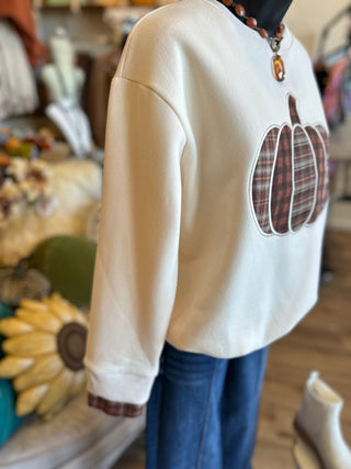 Pumpkin Patchwork Terry Knit Top
