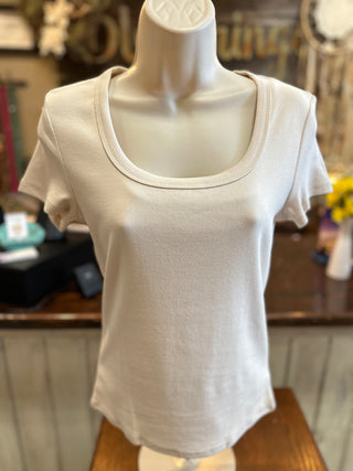 Cream  or Black Rib Knit Tee