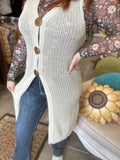 Long Sweater Vest in Black and Natural