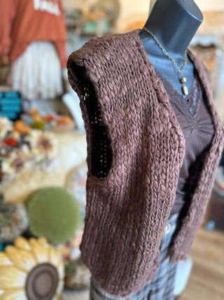 Oatmeal or Mocha Open Front Chunky Vest