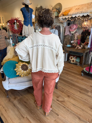 Beige Eyelet Terry Top