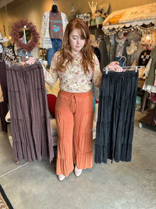 Tiered Pant in Black, Brown and Sienna