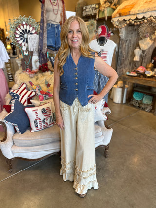 Natural Ruffle Hem Pant