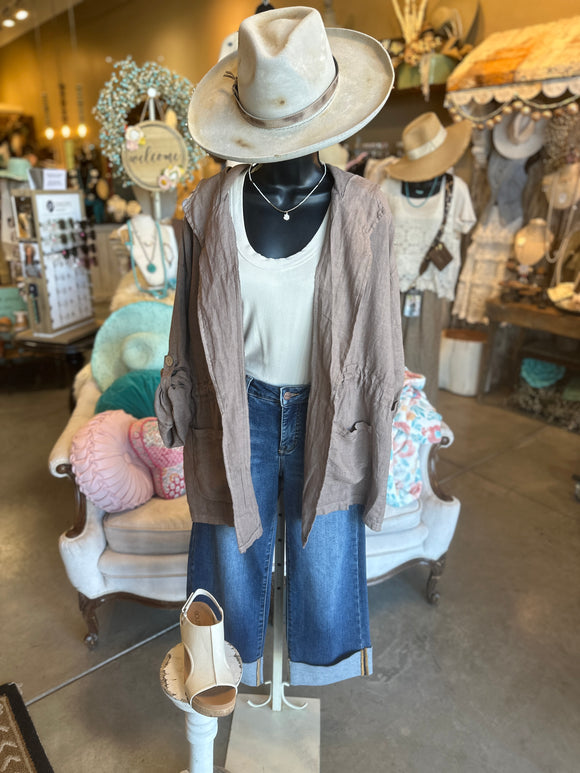 Linen Jacket in Taupe