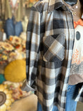 Navy, Brown and Cream Plaid Flannel