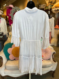 White or Camel Boho Midi Dress