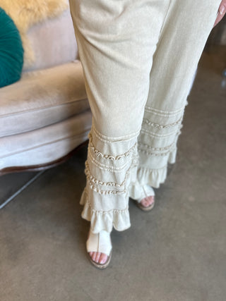 Latte Terry Knit Ruffle Pant