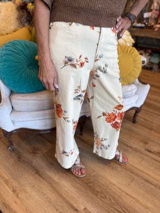 Khaki Floral Pant