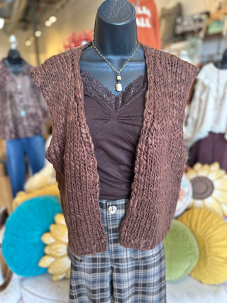 Oatmeal or Mocha Open Front Chunky Vest