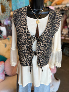 Leopard Tie Front Vest