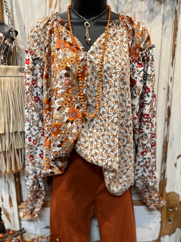 Orange Mix Floral Blouse