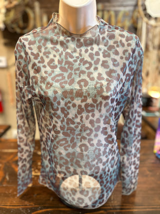 Leopard Print Mesh Top