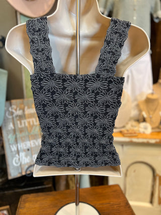 Black or Rust 2Tone Jacquard Tank Top