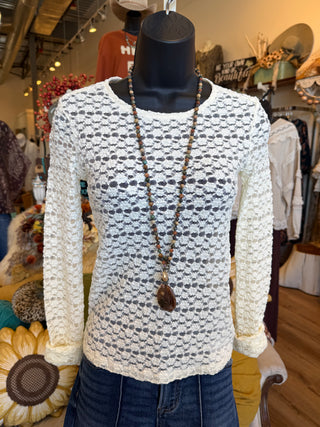 Ivory or Mocha Daisy Lace Mesh Top