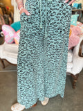Leopard Terry Knit Pant in Mauve or Teal