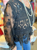 Black or Natural Crochet and Lace Cardi