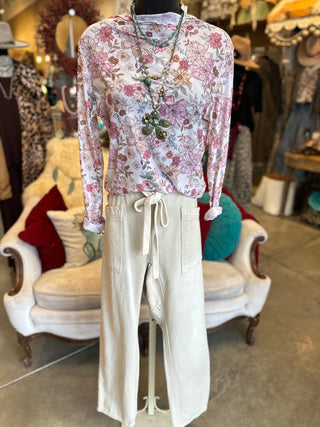 Clay Rose Mesh Top