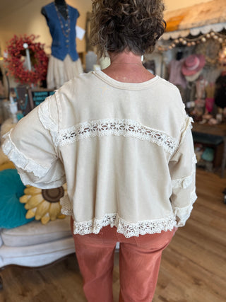 Beige Eyelet Terry Top