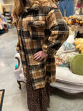 Brown Plaid Teddy Coat