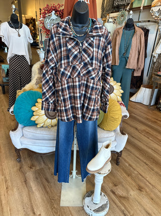 Chestnut Plaid Half Zip