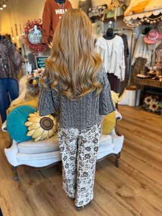 Brown Wash Cable Knit Pullover