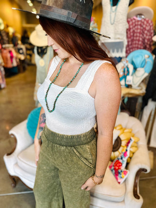 Floral Jacquard Tank Top in Coffee, Ivory, Oatmeal, Jade, Black and Red